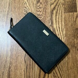 Kate Spade passport wallet black staffiano leather